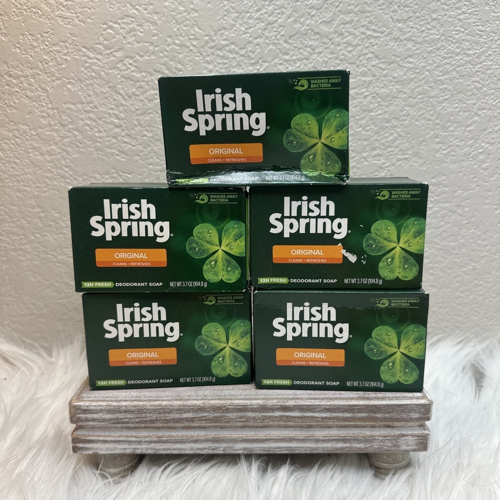 $29 🌙 NEW in Box 5 Bars IRISH SPRING Original Bars Soap NO LINSEED Old Formula